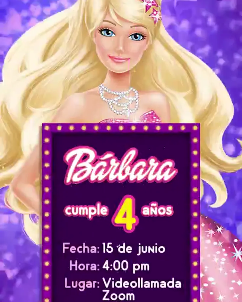 Invitación de Barbie en video — Artivy Party