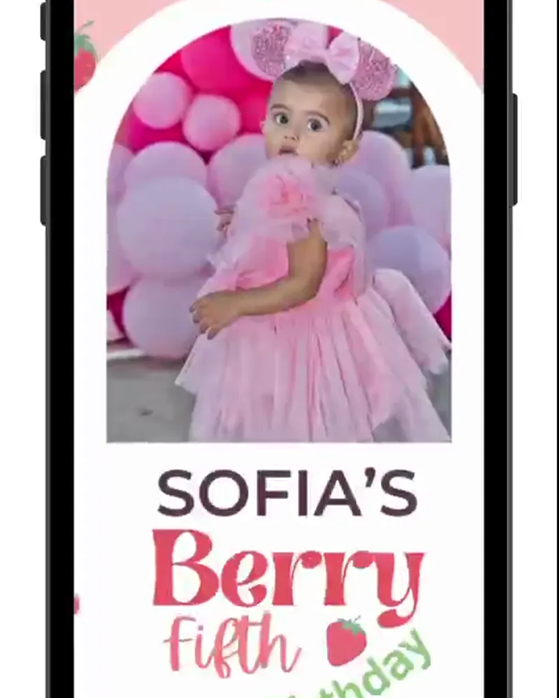 Invitación de fresas (Berry) en video — 5 años