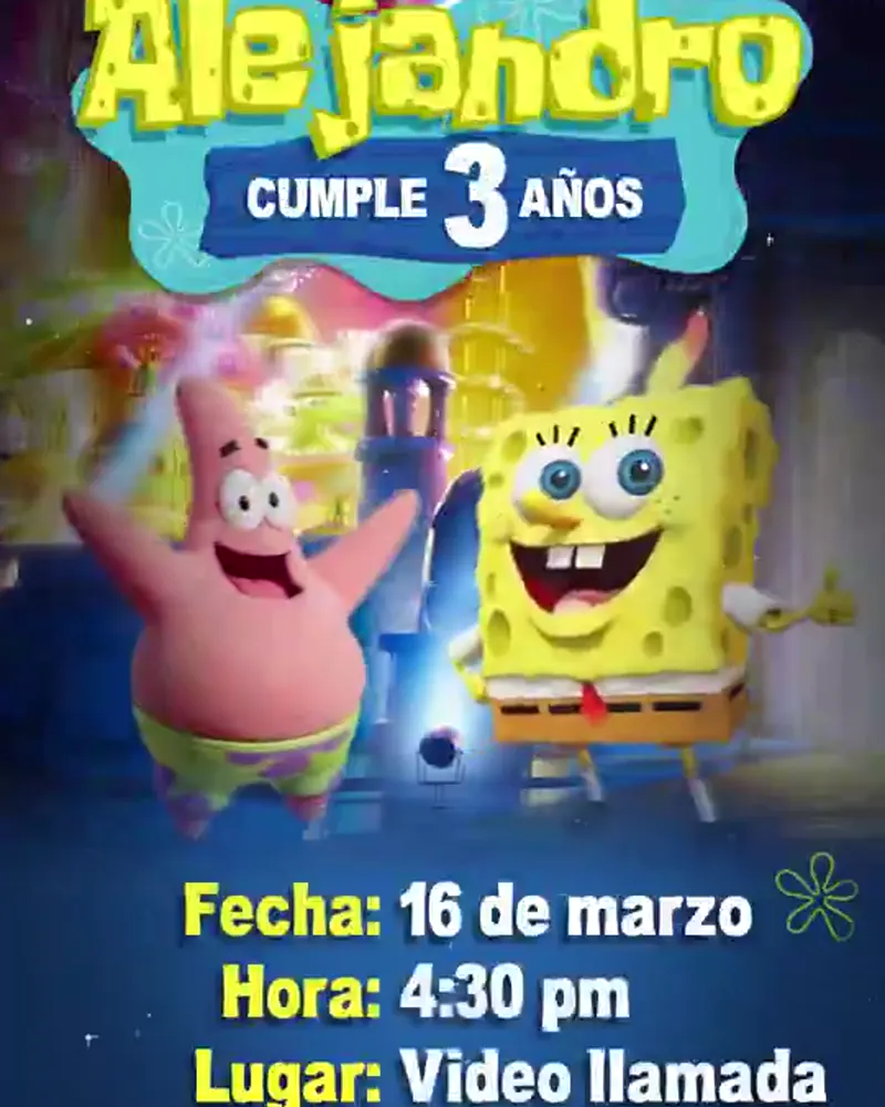 Invitación de Bob Esponja en video — Versión 2
