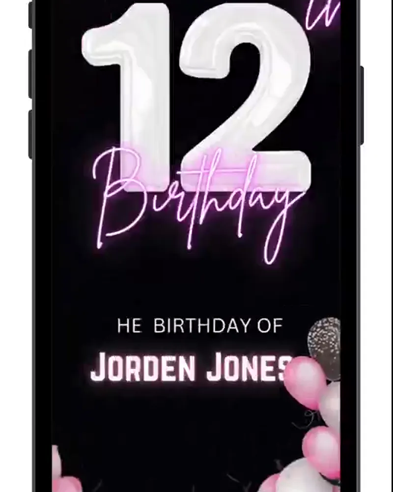 Invitación de 12 años en video — Rosa princesa