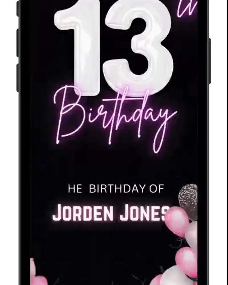 Invitación de 13 años en video — Rosa princesa