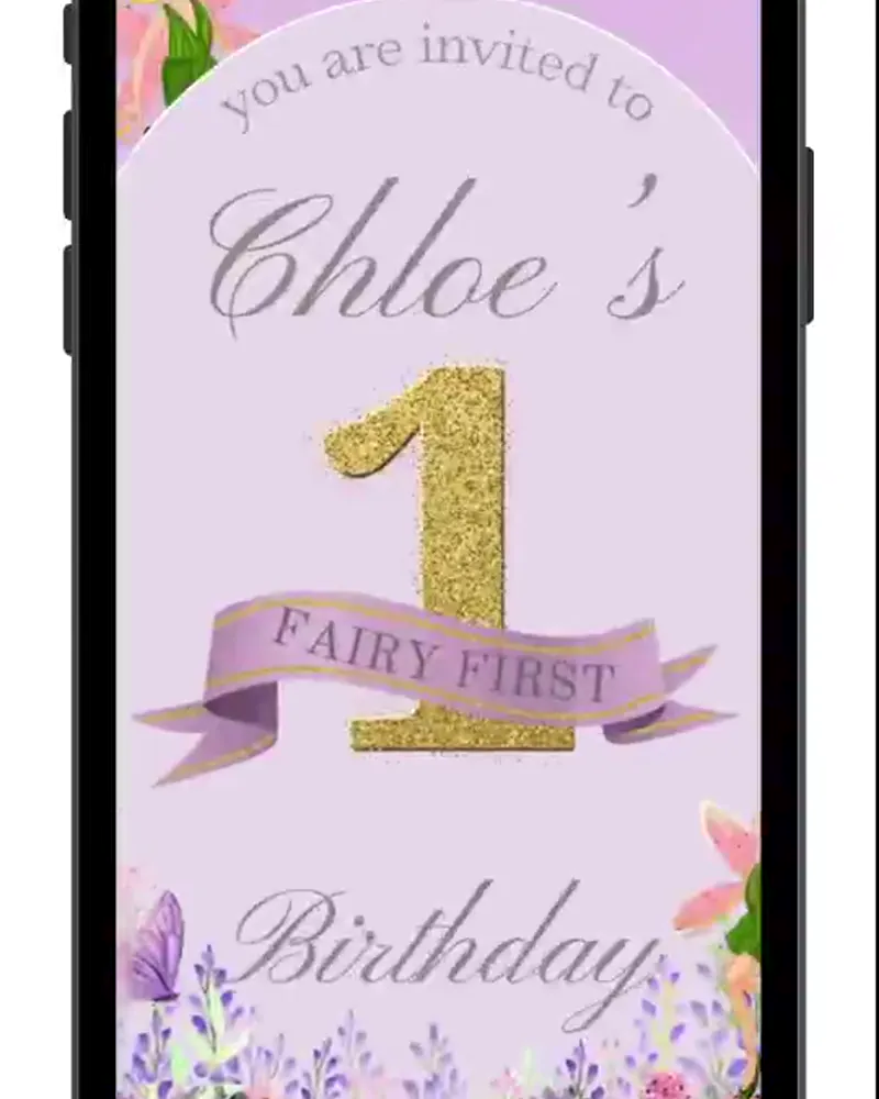 Invitación de hadas (Fairy) en video — 1 añito — versión B