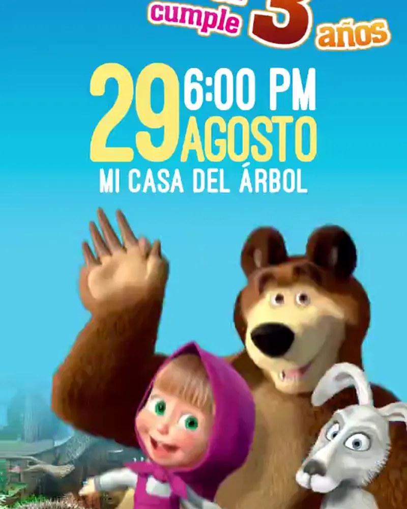 Invitación de Masha y el Oso en video — Artivy Party