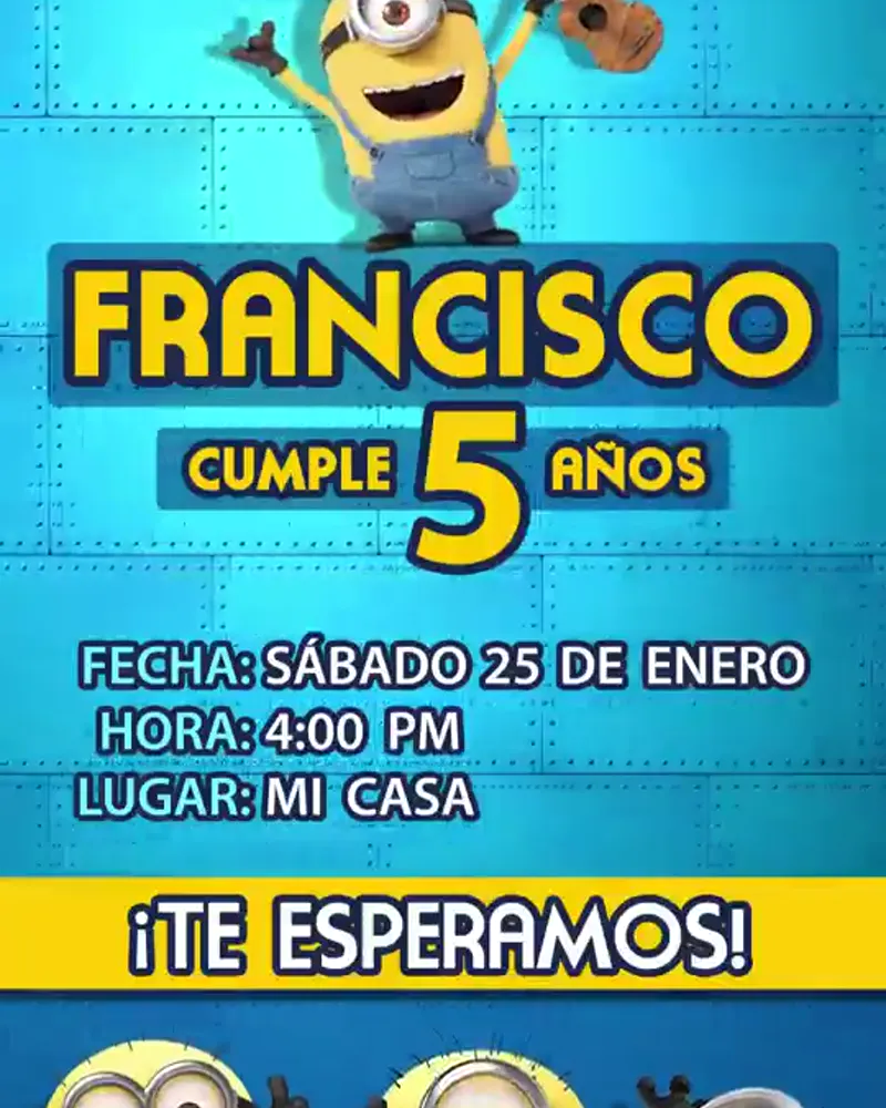Invitación de Minions en video — Artivy Party