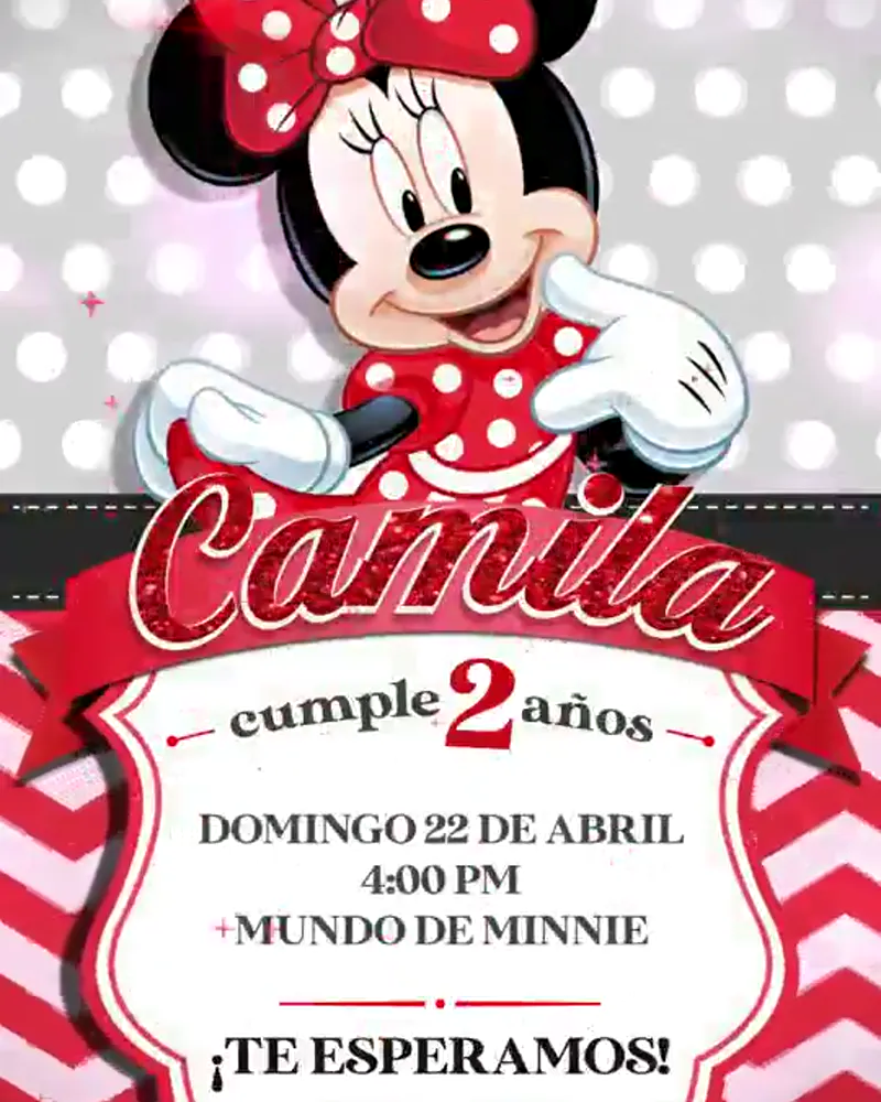 Invitación de Minnie Mouse en video — Roja — Versión 2