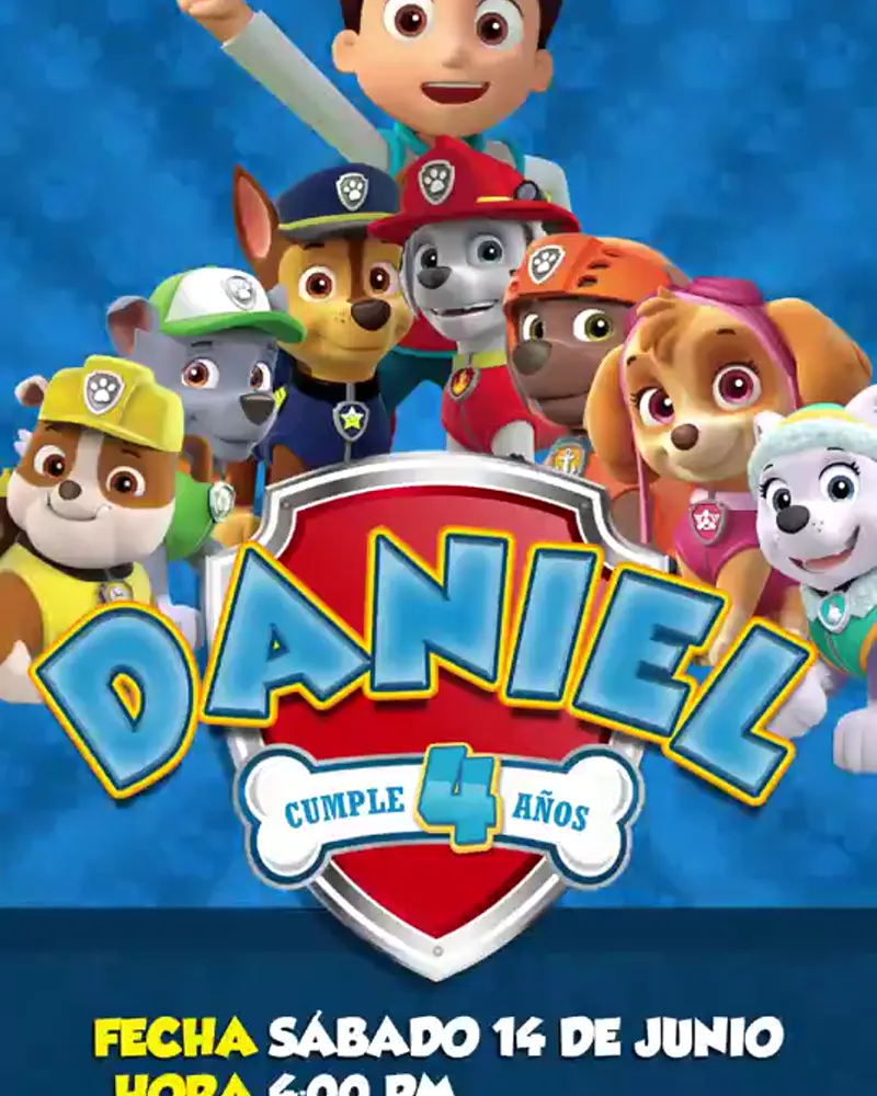 Invitación de Paw Patrol en video — Versión 2