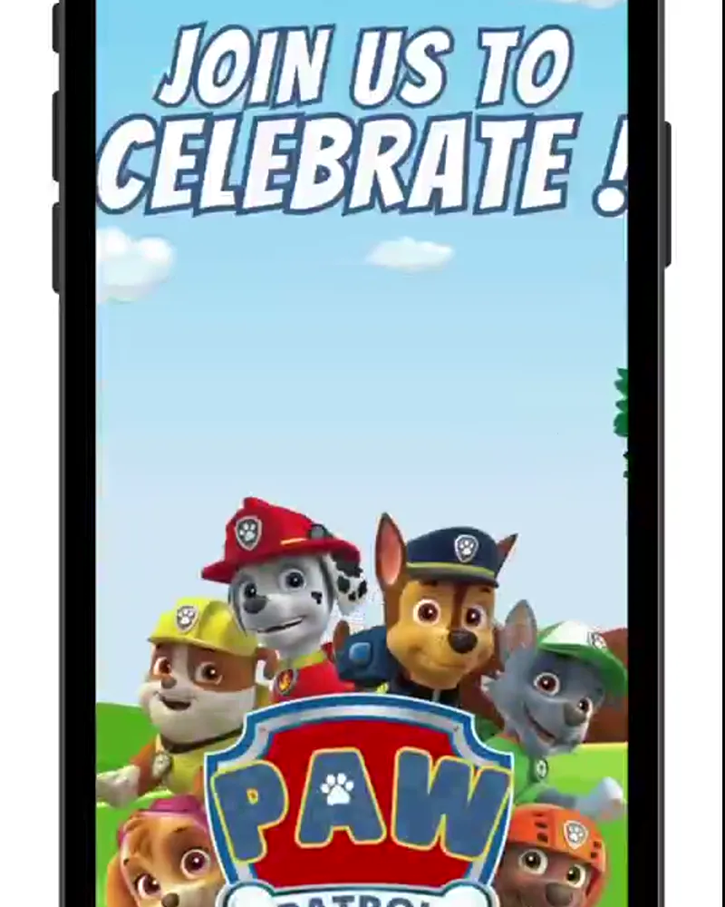 Invitación de Paw Patrol en video — Versión editable