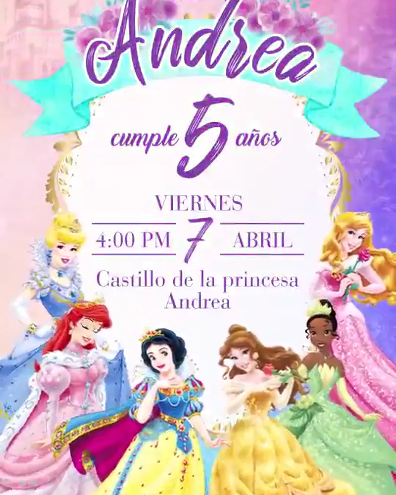 Invitación de Princesas en video — Versión 2