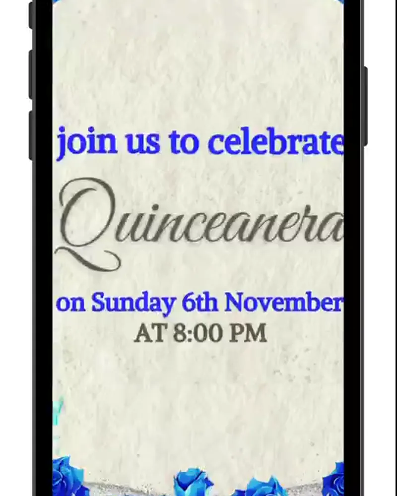 Invitación de 15 años brillante en video — Azul real y dorado