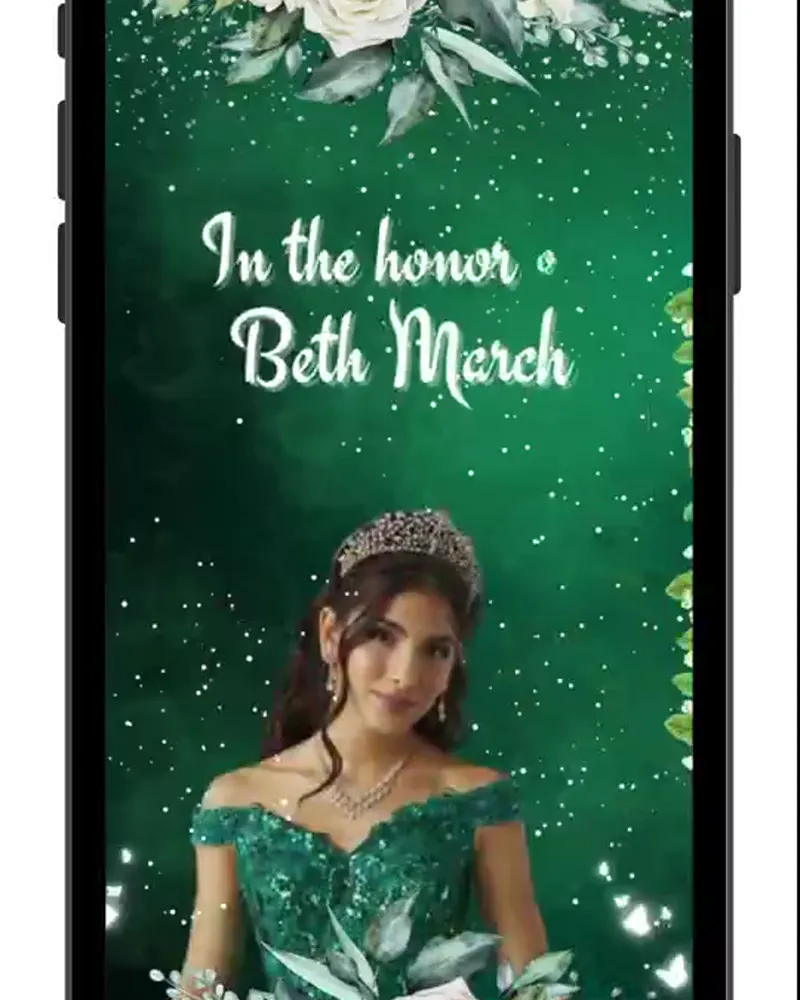Invitación de 15 años floral en video — Esmeralda