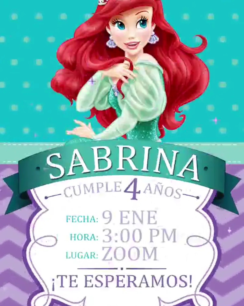 Invitación de La Sirenita en video — Artivy Party