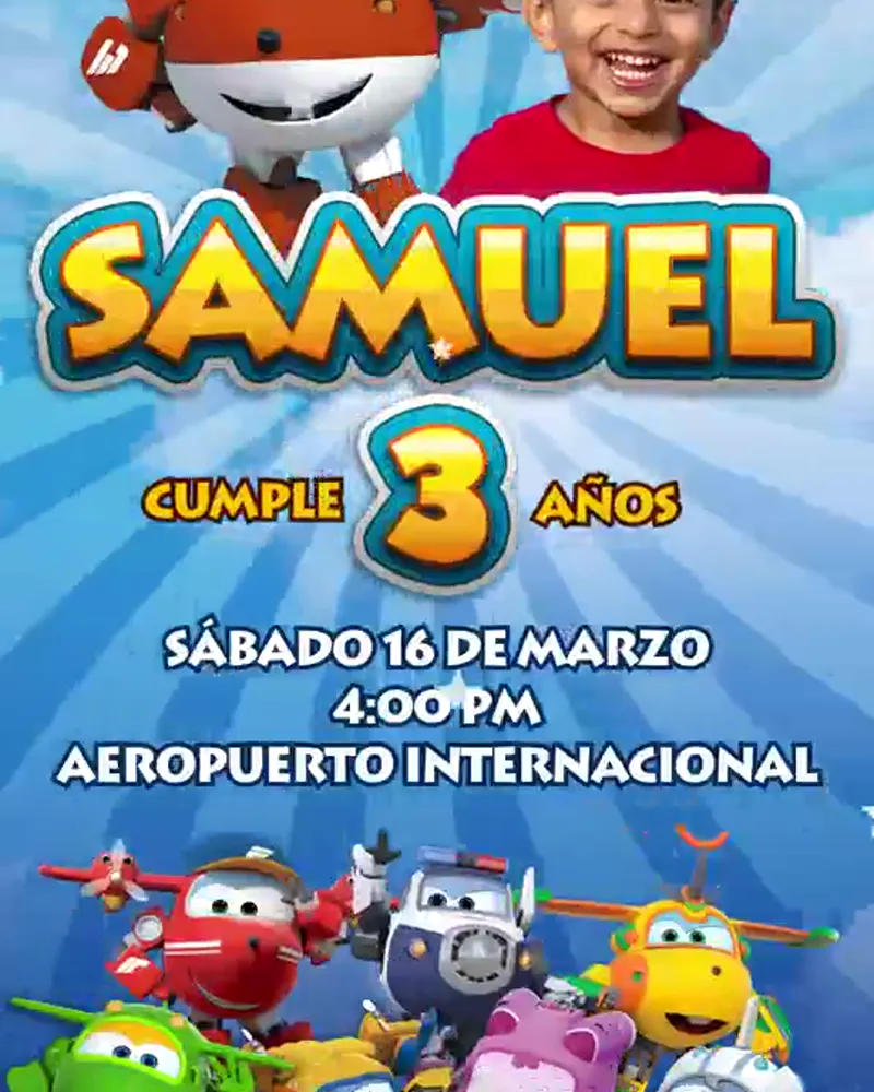 Invitación de Super Wings en video — Artivy Party