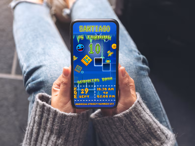 Invitación estilo Geometry Dash en video — foto 2