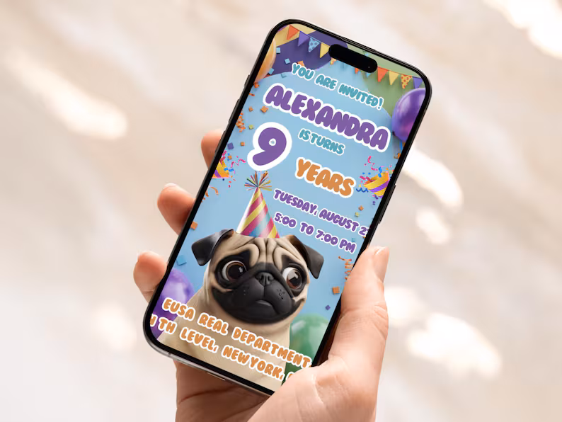 Invitación de perrito pug en video — foto 3