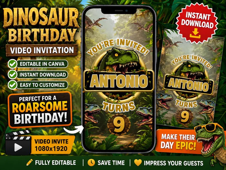 Invitación de dinosaurios en video — foto 3