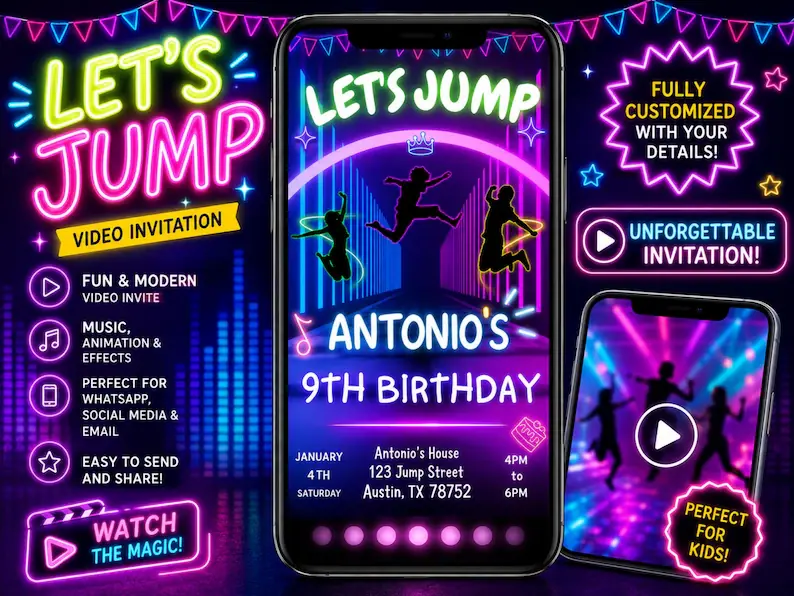 Invitación de brincolín / castillo inflable en video — Artivy Party