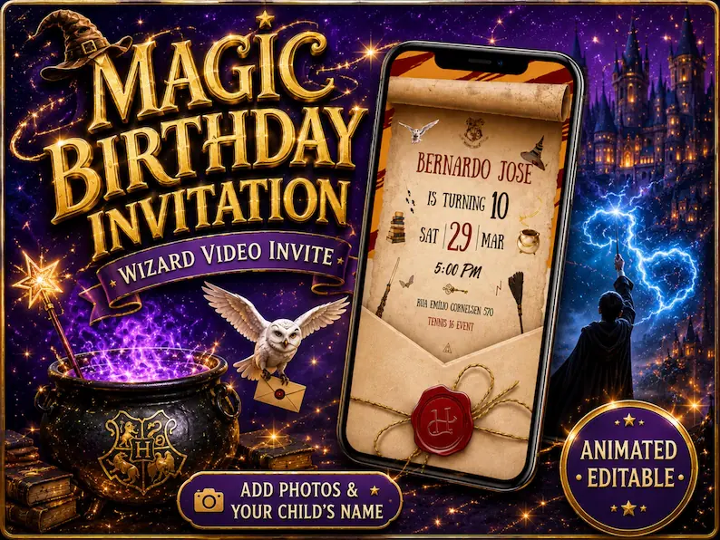 Invitación de mago y hechizos en video — Artivy Party