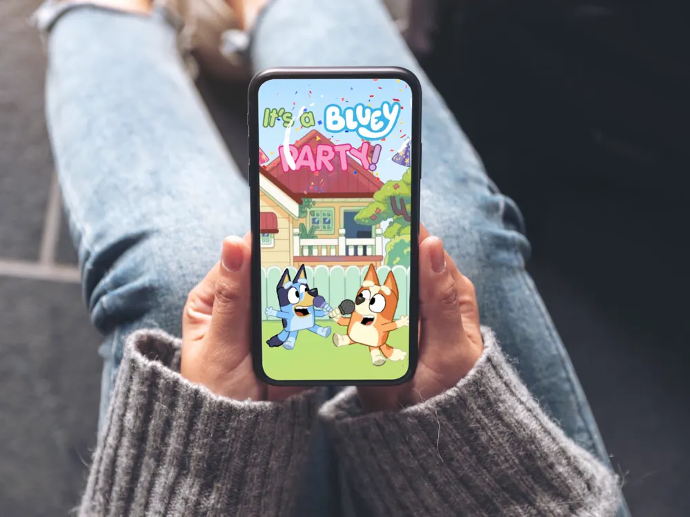 Invitación de Bluey en video — diseño Artivy Party